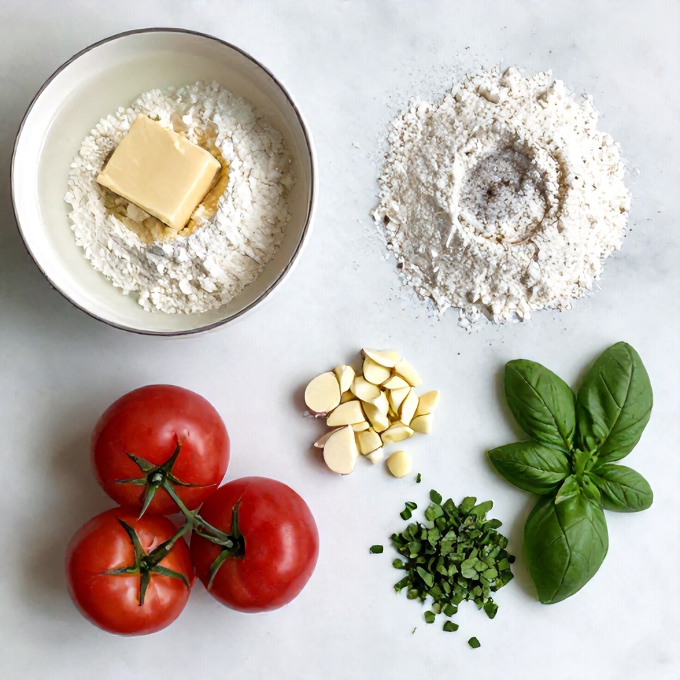 Tomato Galette Ingredients Flat Lay