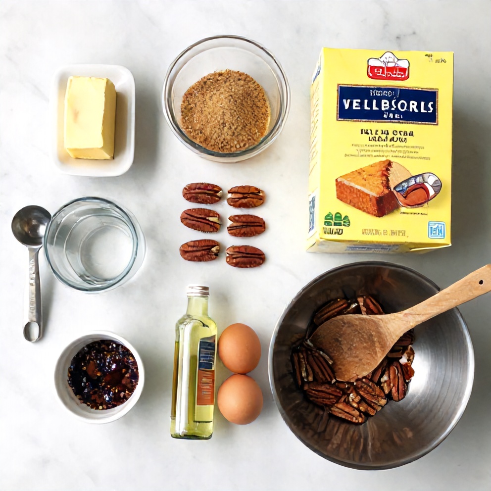 Raw Ingredients for Pecan Upside Down Cake