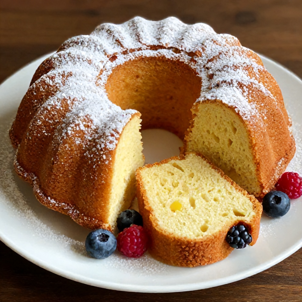 Easter Lemon Bundt Cake sliced and served on a plate