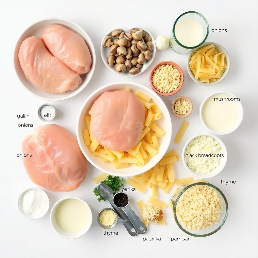 Raw Ingredients for Easy Chicken Tetrazzini