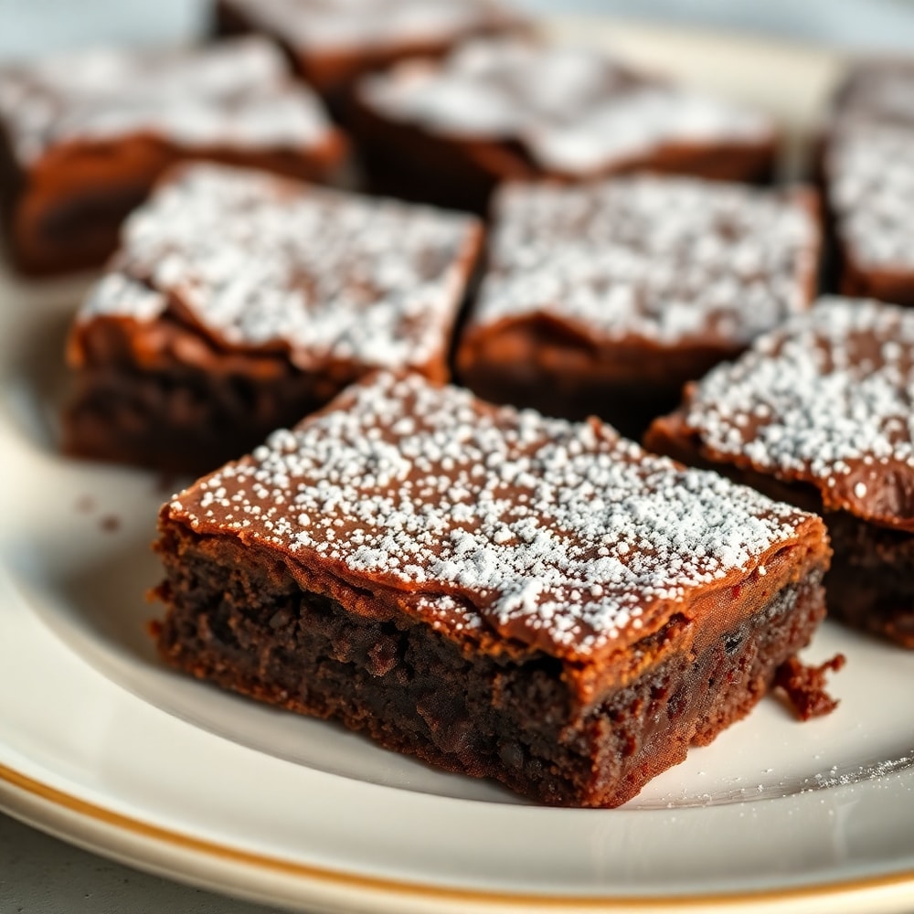 Chocolate Mousse Brownies sliced and served on a plate