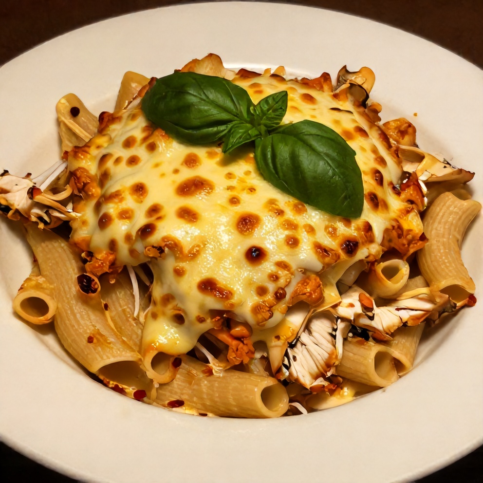 Finished Creamy Tuscan Chicken Pasta Bake