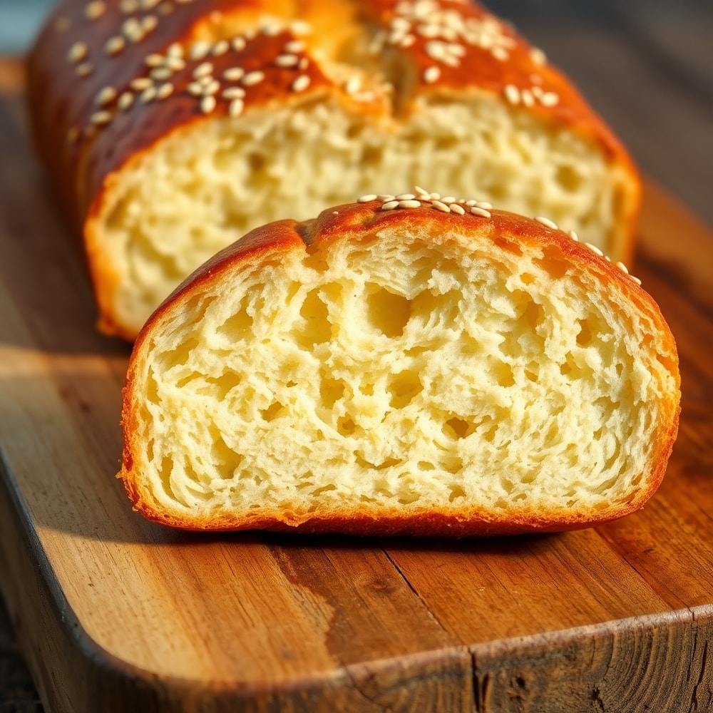 Freshly baked Crockpot Bread sliced and served