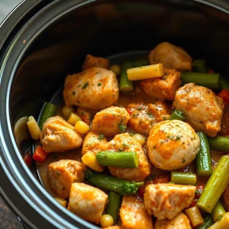 Easy Crockpot Garlic Herb Chicken & Veggies