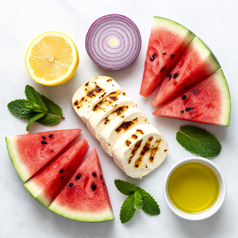 Halloumi Watermelon Salad Ingredients