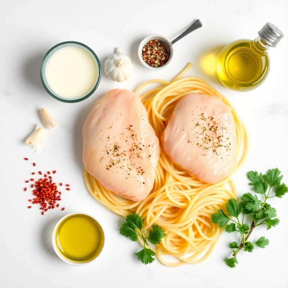 Raw Ingredients for Lemon Chicken Pasta
