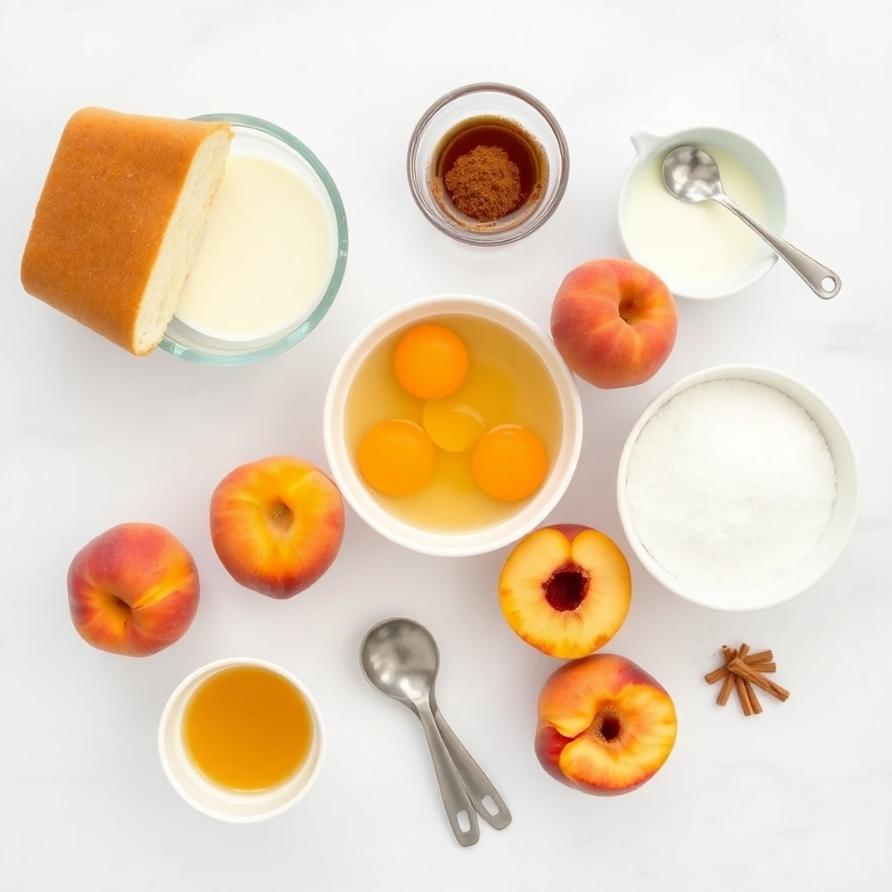 Ingredients for Peach Cobbler French Toast Bake