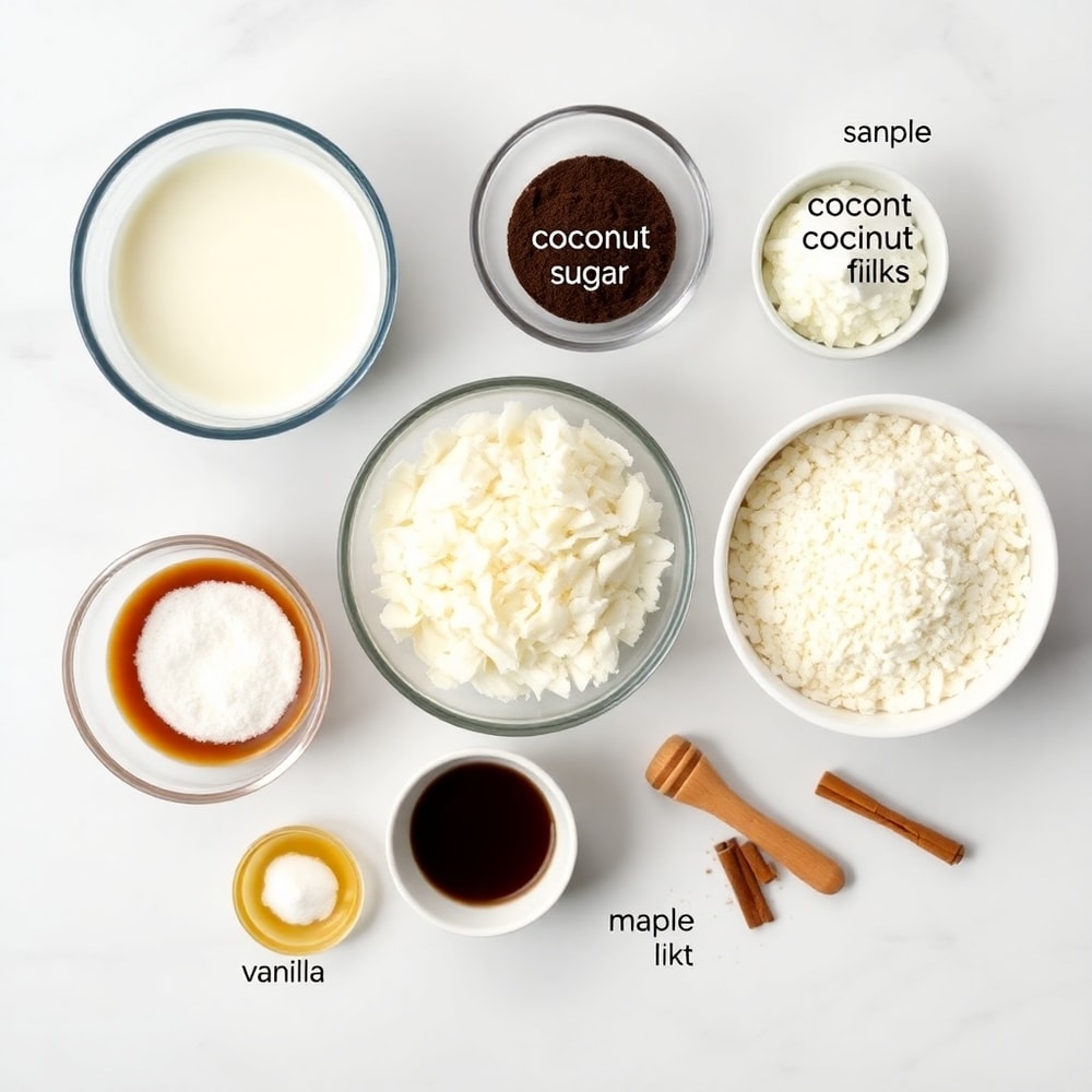 Ingredients for Samoa Truffles laid out on a white marble surface