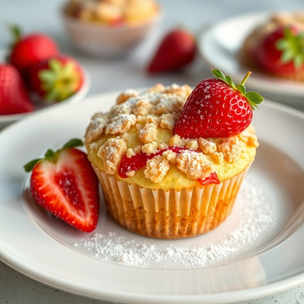 Strawberry Shortcake Muffin on a plate