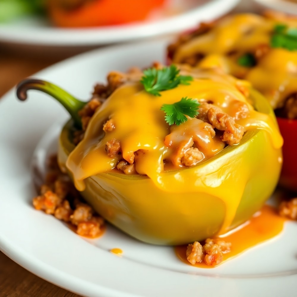 Plated serving of Easy Stuffed Bell Peppers