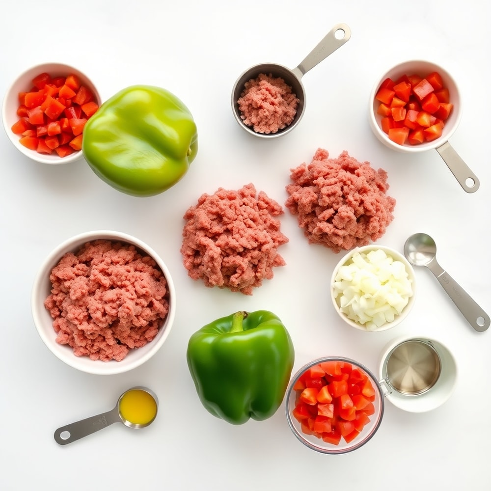 Raw ingredients for Easy Stuffed Bell Peppers