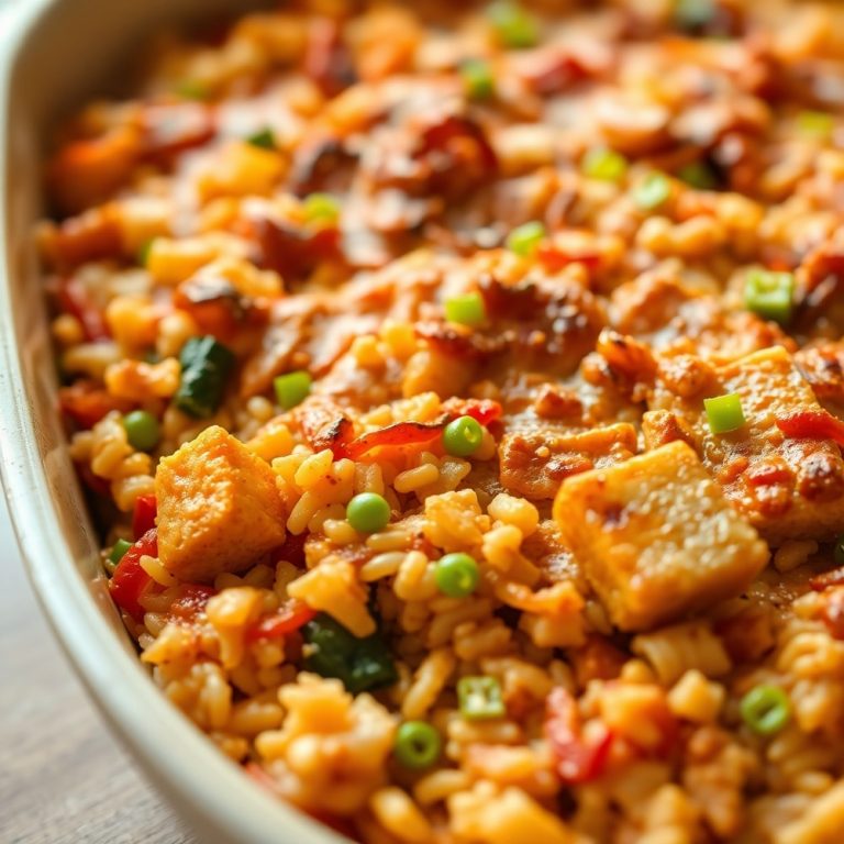 teriyaki tofu rice casserole
