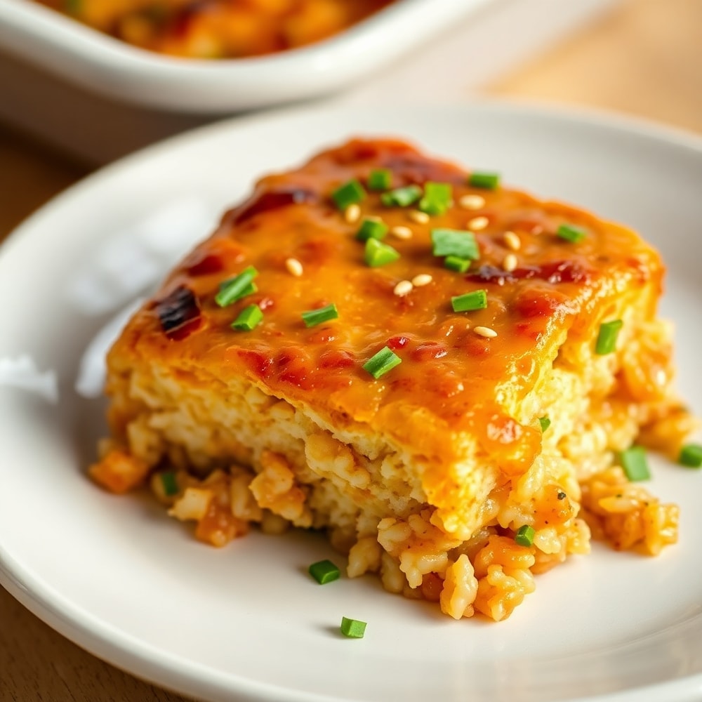 Teriyaki Tofu Rice Casserole Ready to Serve