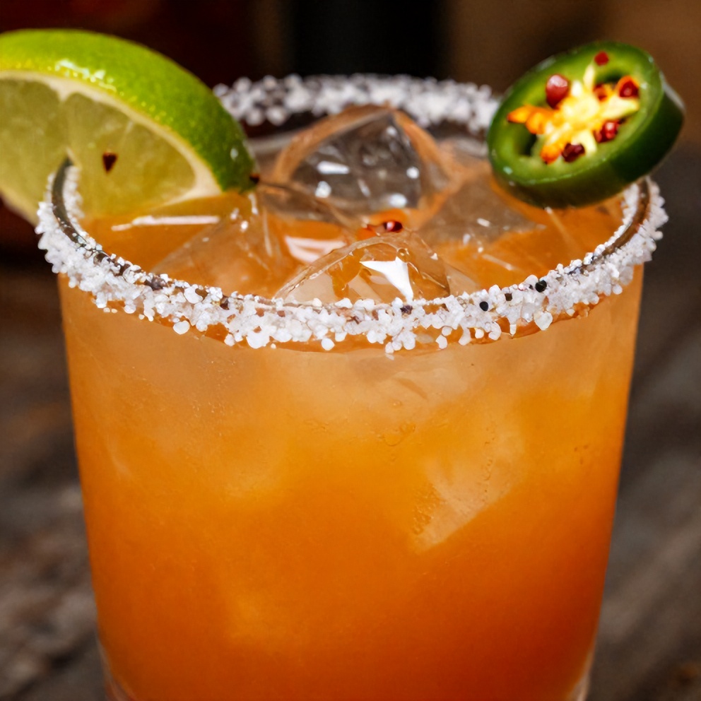 Firecracker Margarita with Jalapeño and Watermelon Garnished