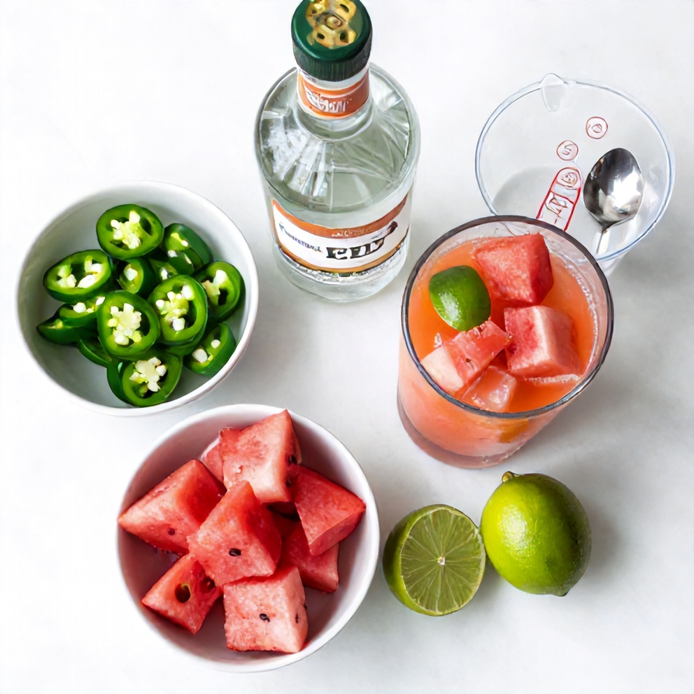 Ingredients for Firecracker Margarita with Jalapeño and Watermelon