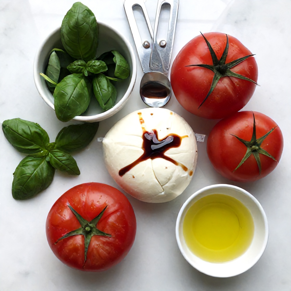 Raw ingredients for Fresh Caprese Salad