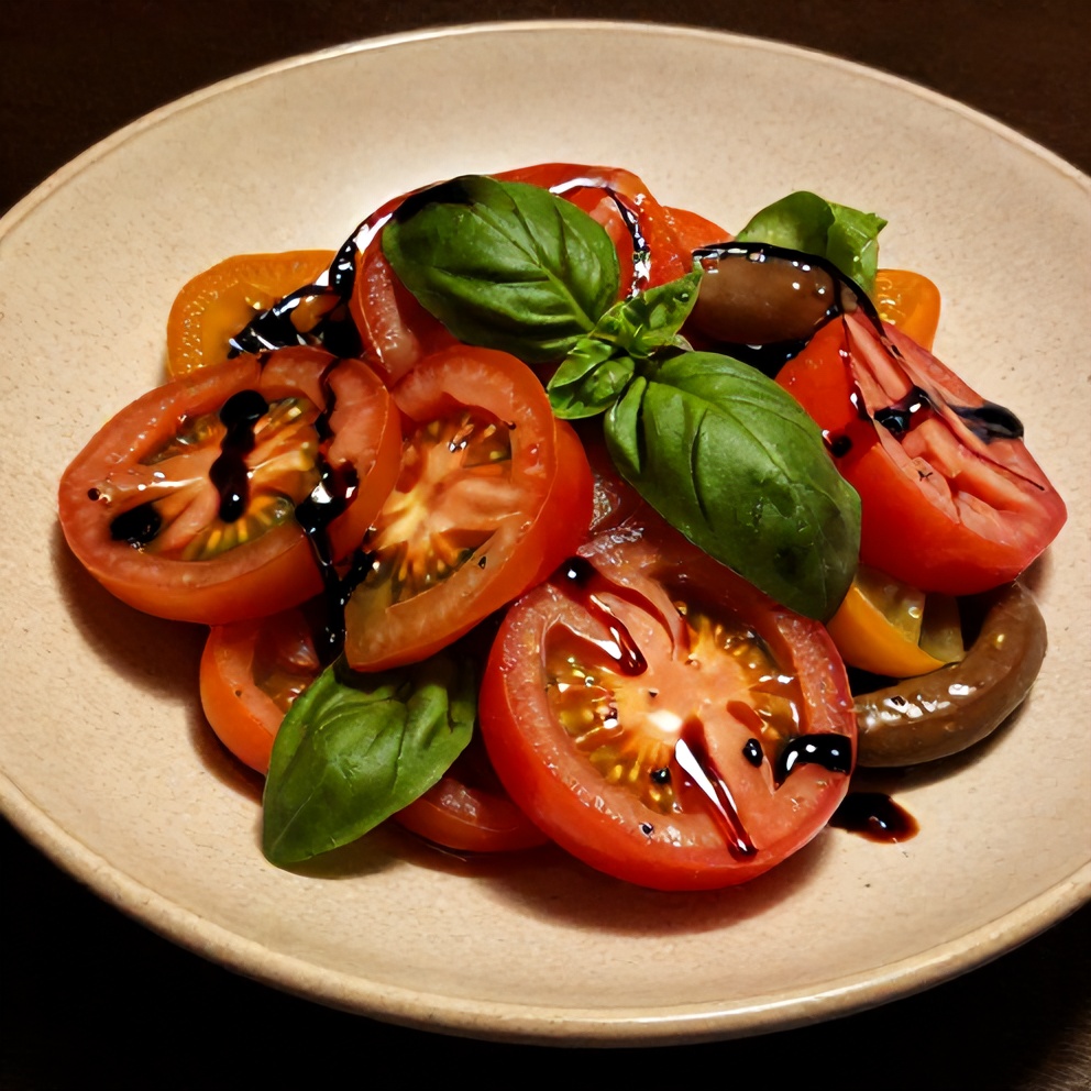 Fresh Heirloom Tomato Salad with a drizzle of balsamic glaze