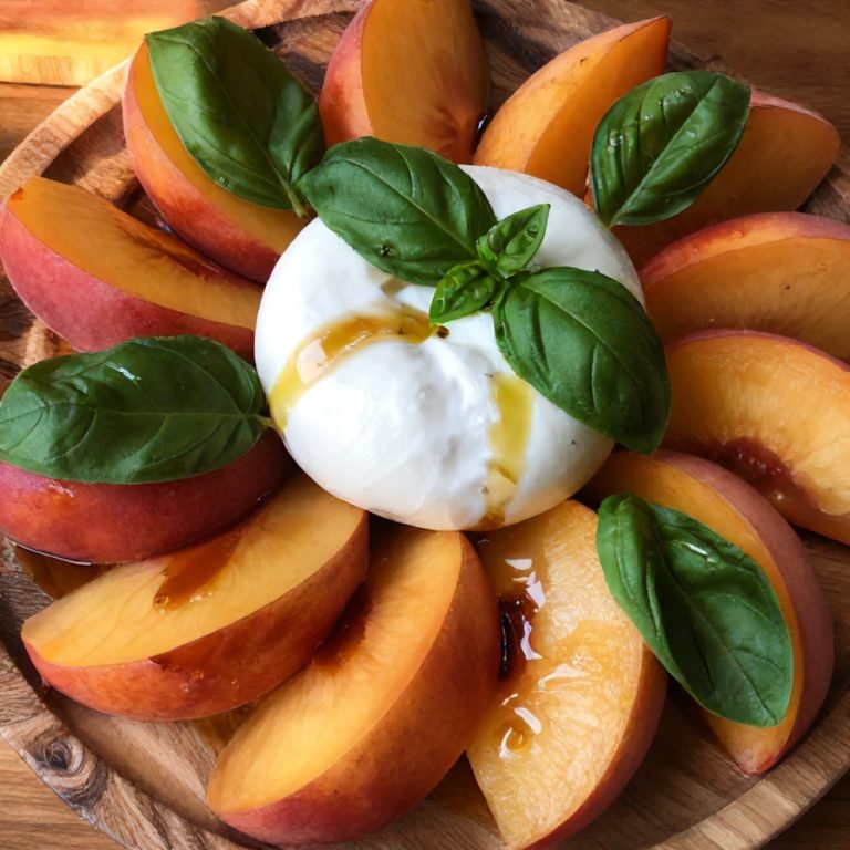 peach burrata caprese