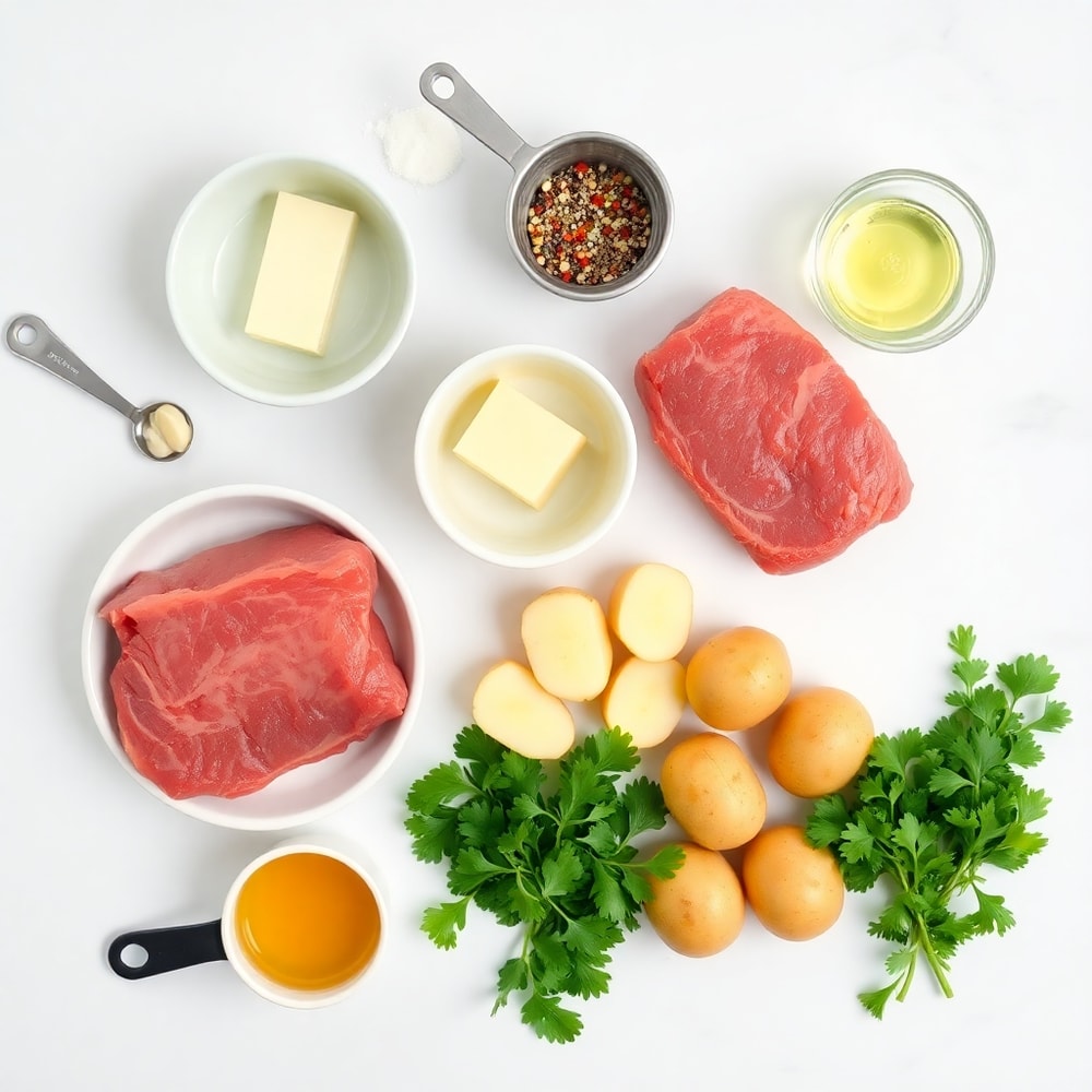 Raw Ingredients for Garlic Butter Steak Bites