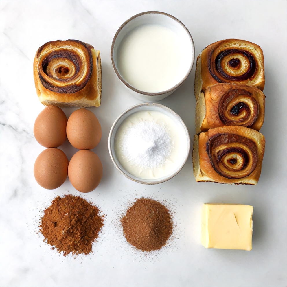 Raw ingredients for Hawaiian Roll French Toast