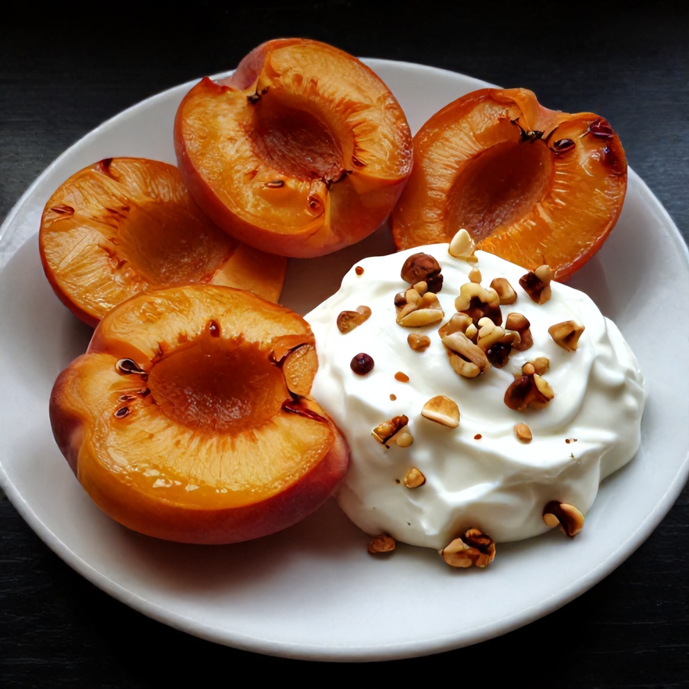 Plated serving of healthy baked peaches