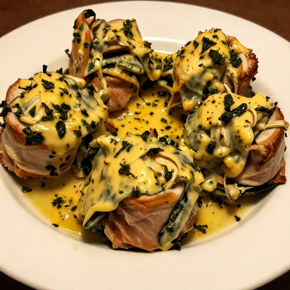 Plated Herb Cheese Spinach Turkey Roll-Ups