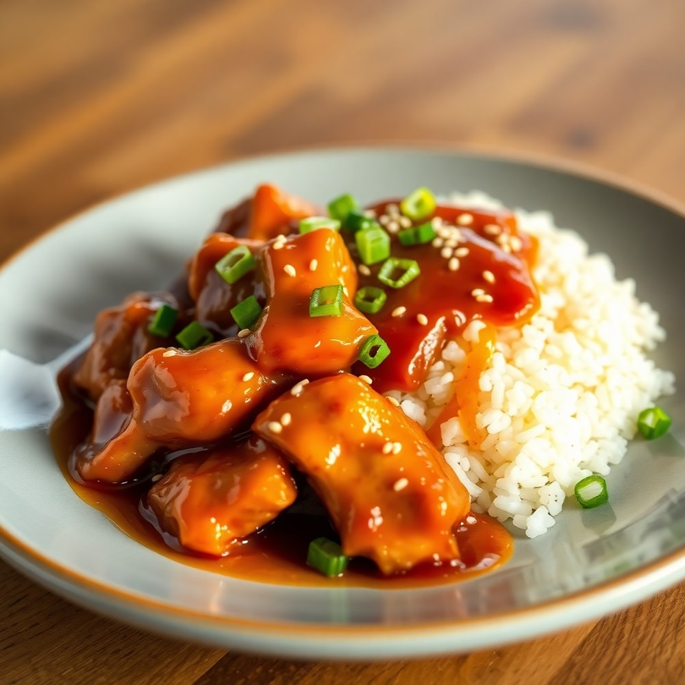 Plated Honey BBQ Chicken and Rice