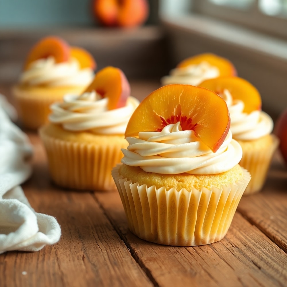 Honey Peach Cream Cheese Cupcakes