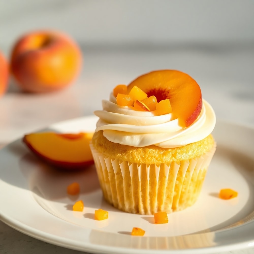 Honey Peach Cream Cheese Cupcake with cream cheese frosting