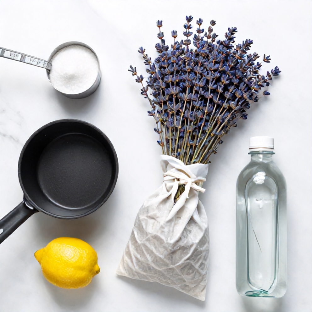 Raw ingredients for Lavender Lemonade Rosé Cocktails
