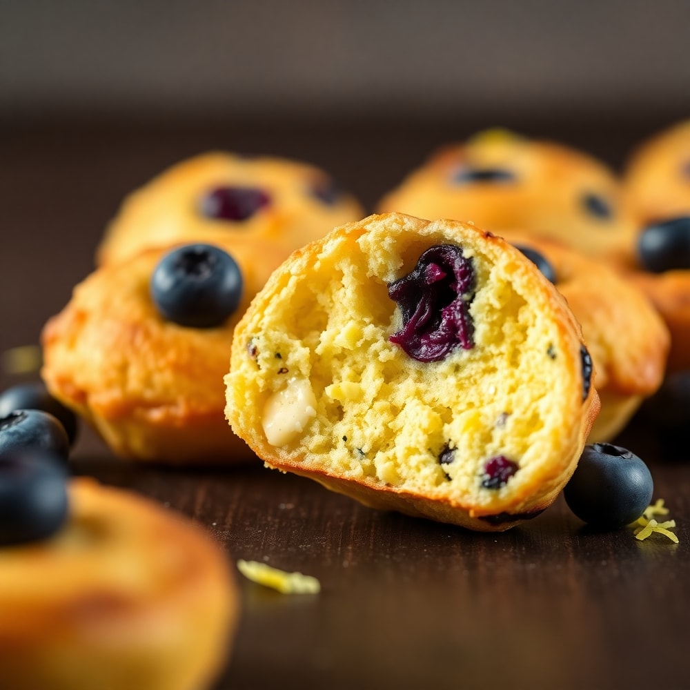 Lemon Blueberry Cottage Cheese Pancake Bites