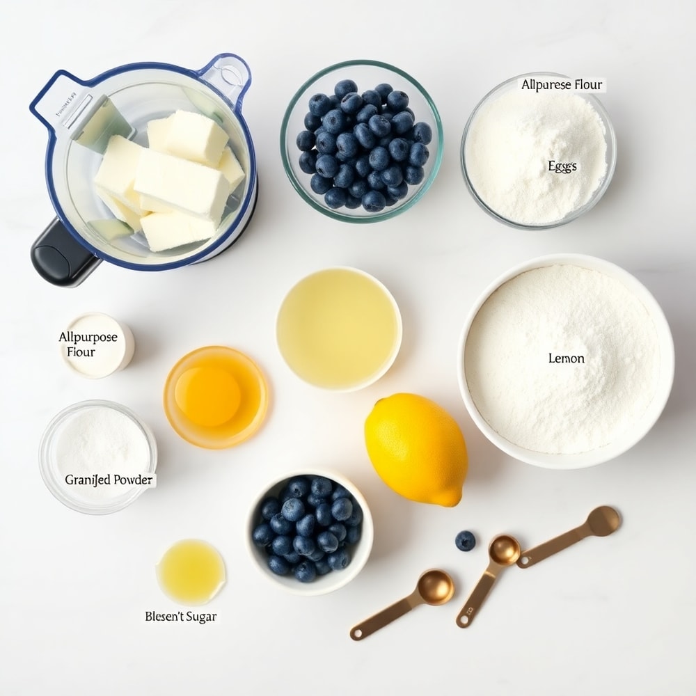 Raw ingredients for Lemon Blueberry Cottage Cheese Pancake Bites