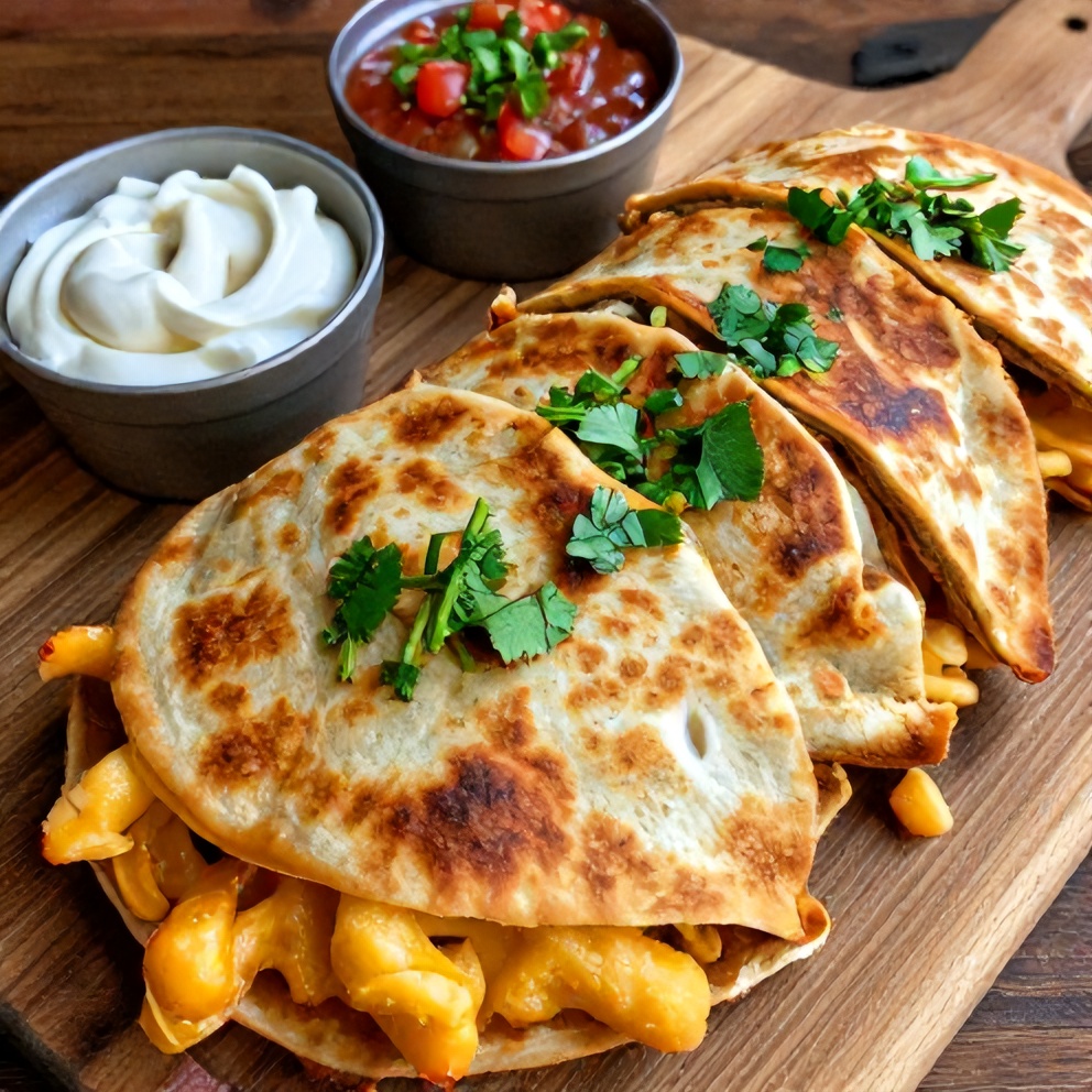 Crispy Mac and Cheese Quesadilla Close Up