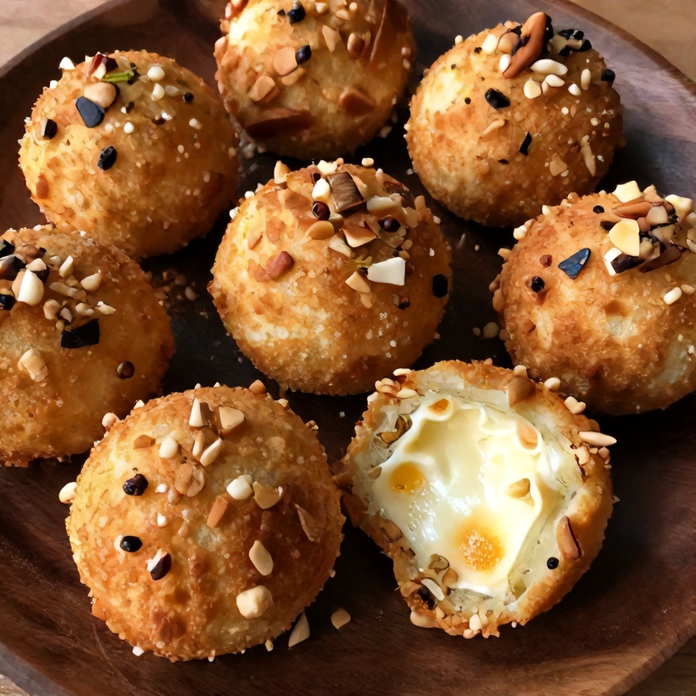 Mini Cheddar Port Wine Cheeseballs served on a platter with crackers