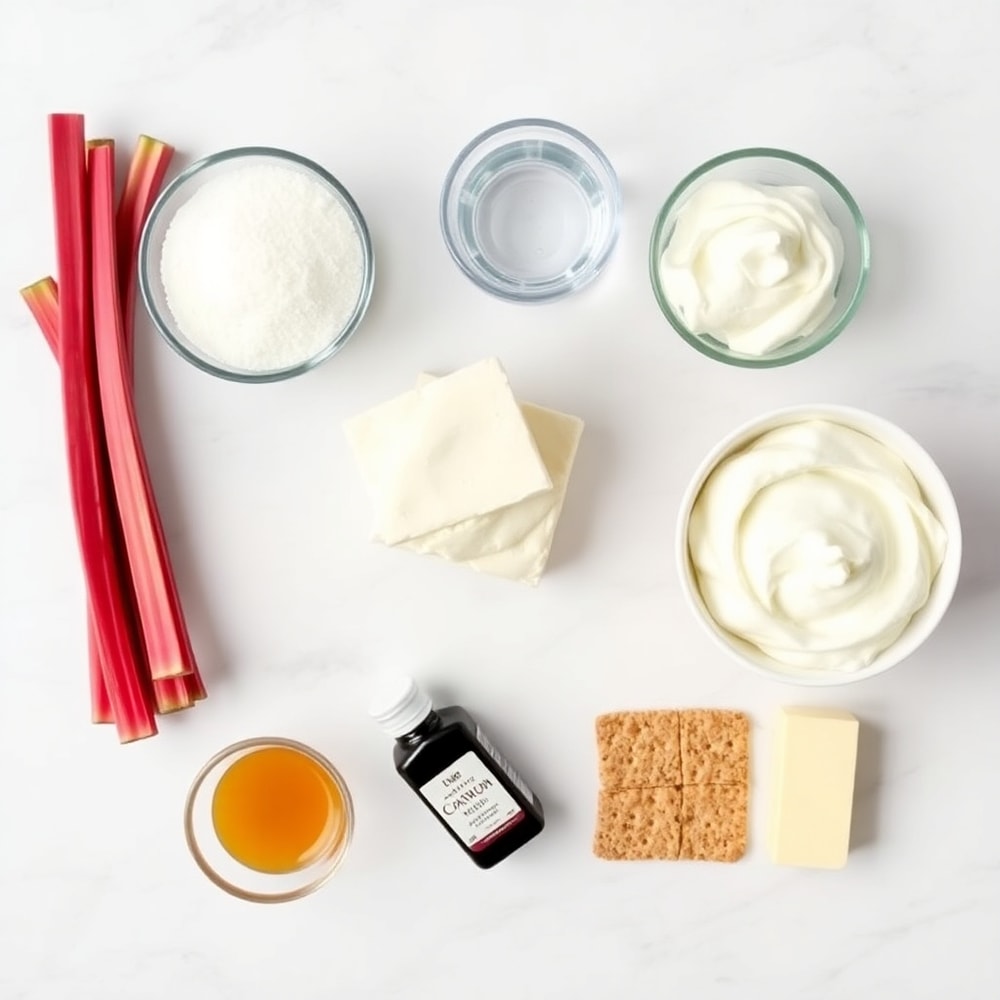Ingredients for No Bake Rhubarb Cheesecake Squares