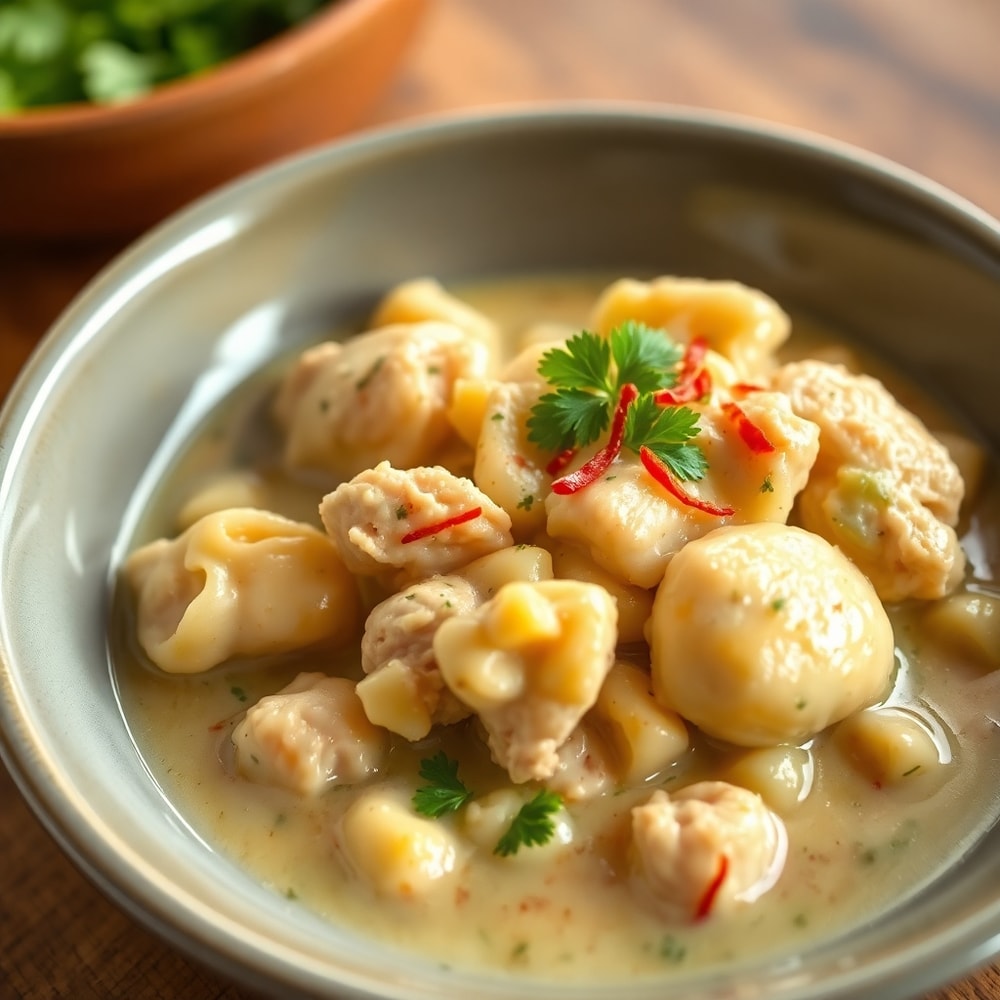 One pot gnocchi chicken pot pie served in a bowl