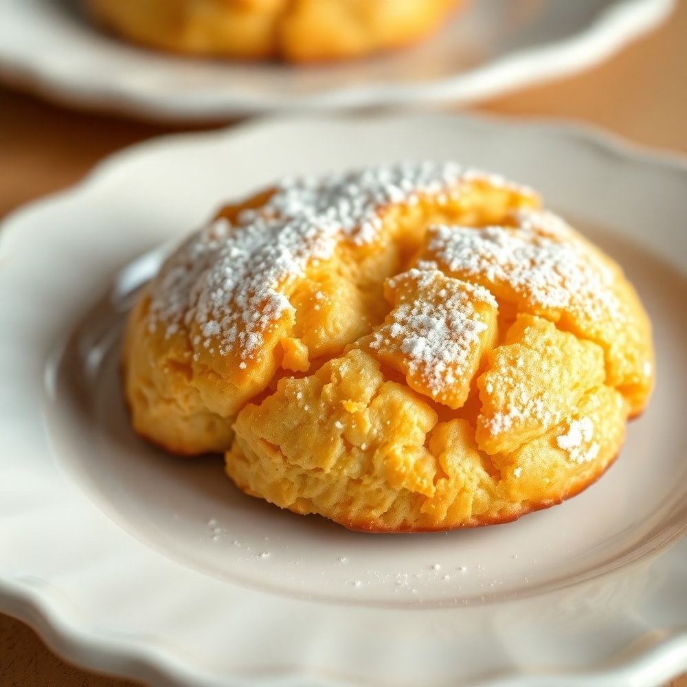 A close-up of a perfectly baked orange scone cookie