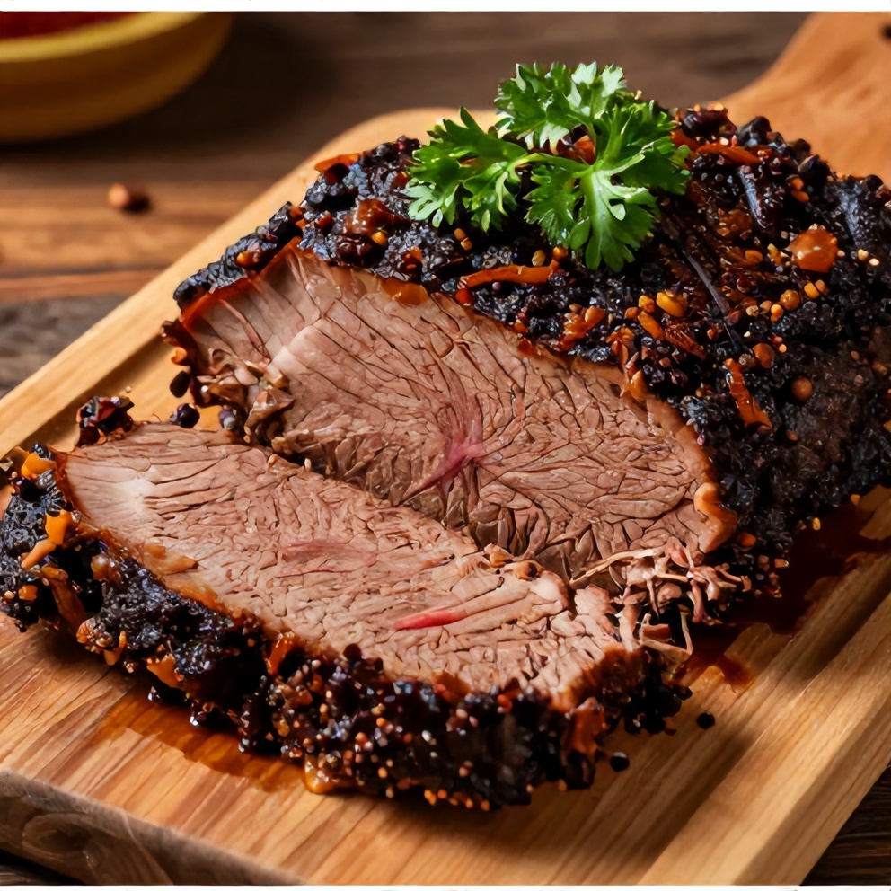 Perfectly smoked beef brisket with coffee rub