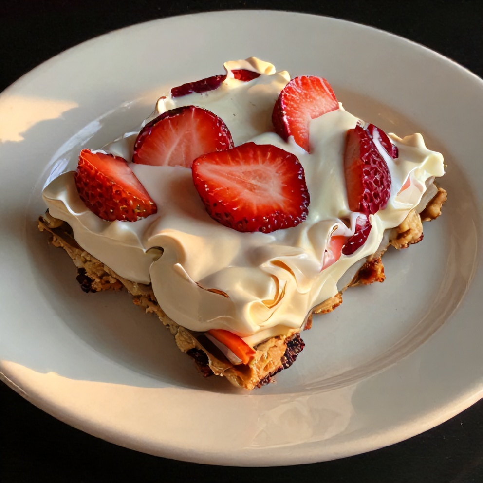 Plated serving of Strawberry Frozen Greek Yogurt Bark