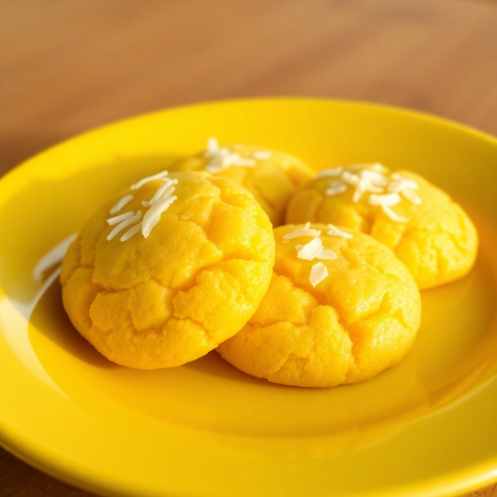 Plated Tropical Mango Cookies with a glass of milk