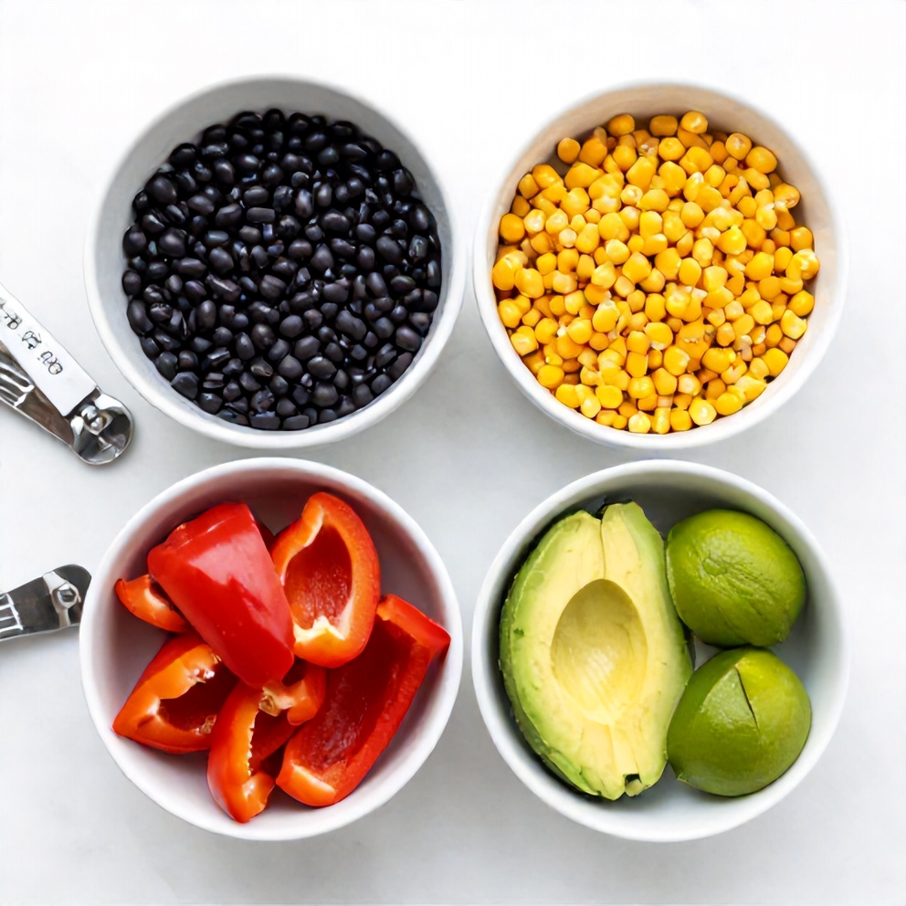 Raw ingredients for Vegan Burrito Bowl