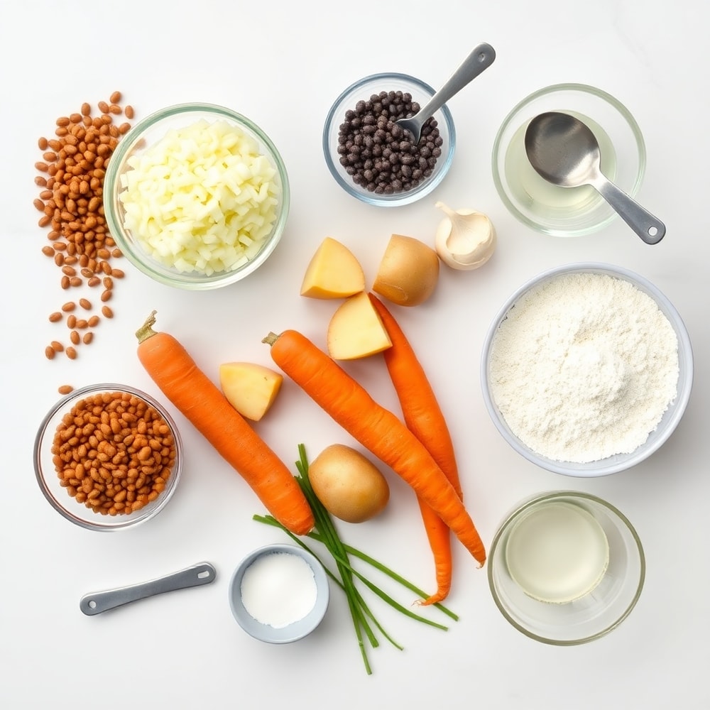 Raw ingredients for vegan lentil empanadas